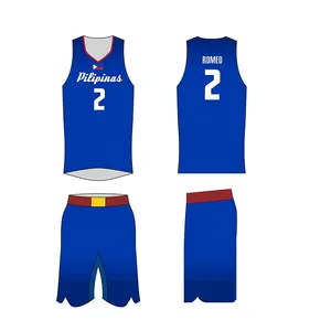 Uniforme de baloncesto personalizado de la mejor calidad de la fábrica china, jersey de baloncesto filipino, diseño azul oscuro, ropa de baloncesto