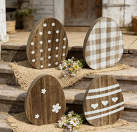 Lot de 4 décorations de Pâques en bois en forme d'œuf, directement de l'usine, pour tables de salon et cheminées