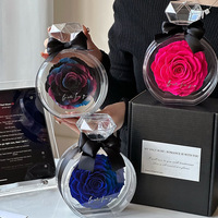 Bouteille de parfum en acrylique avec de vraies roses, fleurs préservées de la Saint-Valentin pour la remise des diplômes, fête des mères, nouvel an, fête des pères