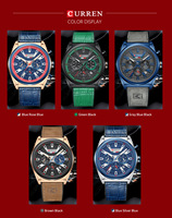 CURREN 8392 Montre Bracelet Quartz Affaires Décontractée pour Homme, Six Aiguilles, Date Automatique, Étanche, Bracelet en Cuir et Boîtier en Alliage