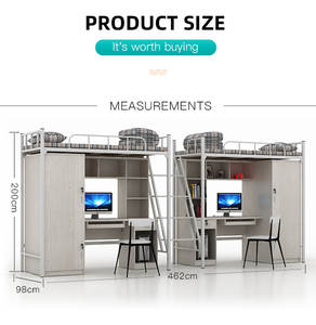 Лидер продаж, двухъярусная кровать, школьная односпальная полноразмерная современная двухъярусная кровать для подростков с хранением - Product Image 3