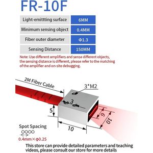 Sonda de Sensor de Fibra Óptica VKFWFMEU FR-10F 12-24V DC NPN PNP, Interruptor Óptico de Matriz con Amplificador de Reflexión Difusa - Product Image 2