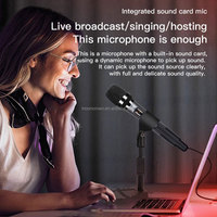 Micrófono Dinámico H20 con Tarjeta de Sonido, Eco, Reverberación Todo en Uno, Conexión para Teléfono Celular, Micrófono para Podcast, Equipo de Canto en Vivo