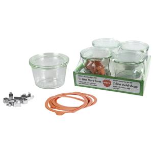 Weck Round Rim Jar 100 1/2 Liter Mold Shape 4 Jars With Rubber <b>Rings</b> And <b>Clips</b> - Product Image 1