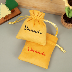 Pochette à bijoux en velours jaune 7x9cm avec cordon de serrage, sac à maquillage, housse anti-poussière douce - Product Image 6