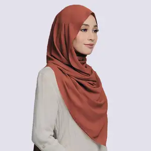 批发供应商时尚Islam alaysia土耳其乔其纱披肩穆斯林围巾女式素面高级雪纺头巾