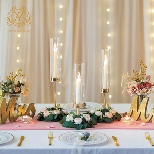 Juego de candelabros de una sola cabeza románticos de lujo ligero, centros de mesa de boda, candelabros de cristal de Metal dorado de alta calidad - Product Image 3