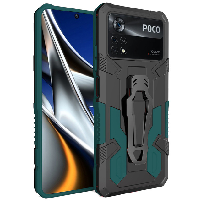 Rugged Hybrid Shockproof Magnetic Bracket Case for Xiaomi Poco X4 M3 Pro / X3 NFC Pro / Mi 11 Lite 11T Pro With Belt Clip Cover