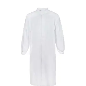 China Supplier 65% Polyester 35% Cotton Long Sleeve Lab Coat Customized Unisex Hospital Uniforms Long Sleeve White Gown