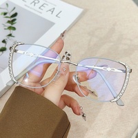 Nouvelle Arrivée Transfrontalière – Montures Optiques Métalliques Ovales à Bordure Complète Anti-Lumière Bleue, Design Tendance Surdimensionné avec Accents Diamantés