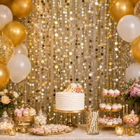Chaîne de sequins ronds mélangés or et argent de 20 m par rouleau pour la décoration de fond de scène, de rideaux de porte, de mariages et d'anniversaires
