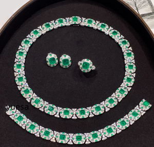 925 Sterling Silver Inlaid Green <strong>Jade</strong> Flower Bohemian Drop <strong>Earrings</strong> for Women Luxe Classic Wedding with Zircon for Gifts Parties - Product Image 4