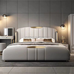Modern Luxurious Leather Modular Sofa <b>Bed</b> Storage High-end Fashionable Wooden Frame Customizable <b>Size</b> Wedding <b>Bed</b> Master Bedroom - Product Image 2