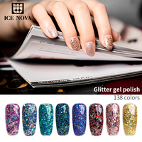 ICE NOVA Glitter Gel Polonais Diamant Shimmer Avec De Nouvelles Couleurs Brillantes pour l'Art En Gros Marque Privée Avec Logo Personnalisé Aimant En Résine