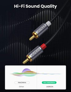 UGREEN <span class=keywords><strong>Cable</strong></span> de <span class=keywords><strong>Audio</strong></span> USB C <span class=keywords><strong>a</strong></span> RCA Tipo C <span class=keywords><strong>a</strong></span> 2RCA Adaptador de enchufe de conector macho <span class=keywords><strong>Cable</strong></span> de amplificador de altavoz estéreo <span class=keywords><strong>auxiliar</strong></span> de coche - Product Image 4
