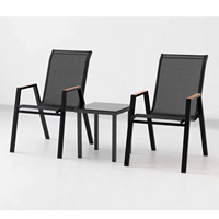 Ensemble de salle à manger de jardin en métal personnalisé KD 2 places avec table basse et 2 chaises, mobilier de patio confortable pour usage extérieur en café