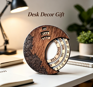 Calendrier de bureau perpétuel avec disque en bois poli créatif, structure en bois écologique, vente en gros d'usine pour usage domestique et professionnel - Product Image 3