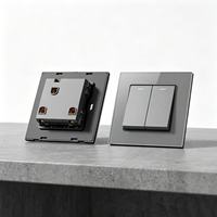 BENDI C33 Panneau de Prise Murale Modulaire Standard Britannique, Module Interchangeable Alimentation USB RJ45 Téléphone TV 16A 250V Verre IP22 4