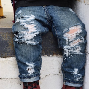 Pantalons en jean déchirés décontractés de haute qualité pour garçons, 100% coton, automne - Product Image 1