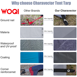 Woqi เต็นท์น้ำหนักเบาสำหรับตั้งแคมป์ผ้าใบกันฝนสีสันสดใสเต็นท์กันน้ำ3000 + วัสดุกันแดด - Product Image 5