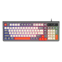 Teclado para Juegos con Sensación Mecánica, 98 Teclas, Cableado, Retroiluminación RGB, Teclas PBT Coloridas, Control USB C, Teclado con Cable para Oficina y Escritorio