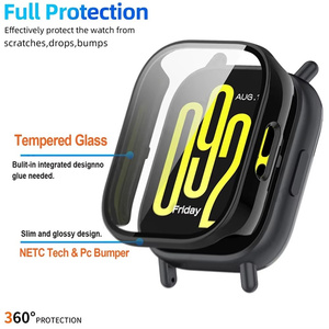 Funda Rígida de PC para <span class=keywords><strong>Xiaomi</strong></span> Redmi Watch 3 Active Case Lite 6 5 4, Protector de Pantalla de Vidrio Templado con Cobertura Total - Product Image 5