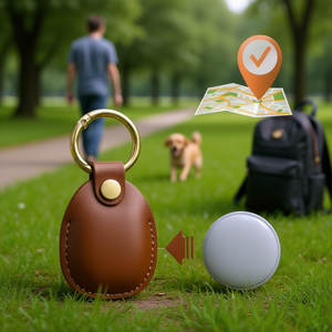 Smart <b>Tracker</b> GPS Locator For Wallets <b>Pets</b> Luggage With App Control And Gps Positioning Leather Case - Product Image 2
