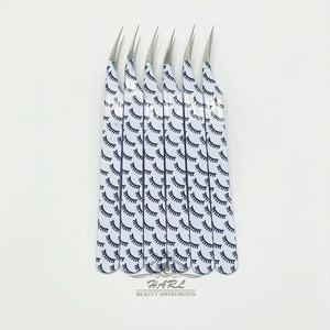 Pinzas de extensión de pestañas de acero inoxidable personalizadas, Punta puntiaguda fina para fibra de volumen, uso de cejas, papel de impresión de pestañas recubierto - Product Image 5