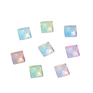 Strass carrés en verre à fond plat, irisés, pour décoration d'ongles, accessoires de bijoux DIY, colorés et scintillants - Product Image 5