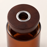 Diffuseur de parfum en verre ambré de luxe avec couvercle en bois, ensemble cadeau diffuseur d'arômes relaxants pour la décoration de la maison, mariage, fête, anniversaire, cadeau de fête