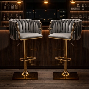 Tabouret <span class=keywords><strong>de</strong></span> <span class=keywords><strong>bar</strong></span> moderne en velours <span class=keywords><strong>de</strong></span> style nordique pour hôtel, salle à manger, salon, restaurant, salle <span class=keywords><strong>de</strong></span> sport, <span class=keywords><strong>chaise</strong></span> d'îlot <span class=keywords><strong>de</strong></span> cuisine blanche, hauteur d'assise 65 cm - Product Image 6
