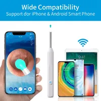 Kit de Nettoyage d'Oreilles Intelligent avec Caméra LED Portable Sans Fil, Otoscope WiFi, Outil Électrique Visuel pour l'Élimination du Cérumen