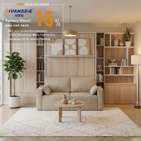 Muebles Modernos para Dormitorios Pequeños que Ahorran Espacio, Cama Plegable Oculta en la Pared con Sofá, Panel de Melamina, Diseño Modular