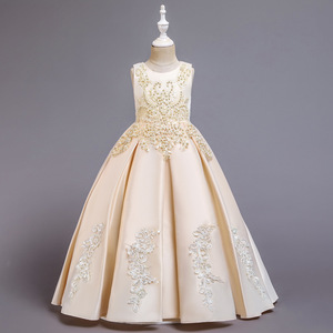 Vestido de Fiesta Largo para Niñas, Elegante Vestido de Princesa con Cuentas Bordadas en Satén, Sin Mangas, para Bodas y Eventos - Product Image 6