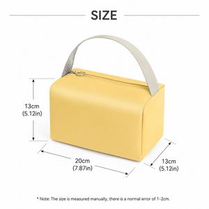 Fashion PU Solid Color Cosmetic Hand-Held Portable <b>Toiletry</b> Bag Large Capacity Waterproof Zipper Travel <b>Storage</b> Bag - Product Image 2