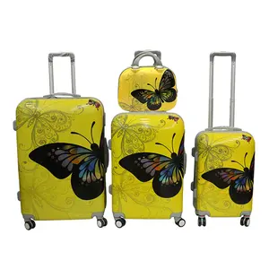 New Models 3 Pcs Set China Supplier Unique Butterfly Travel Carry On ABS Case Hard Shell Luggage