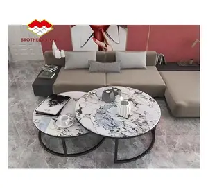Mesa de centro de acero inoxidable con encimera de mármol mesa de comedor encimera de mármol