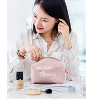 Pochette de rangement personnalisée pour rouge à lèvres, sac de cuisson pour pinceaux, pochette de rangement brillante en TPU avec fermeture éclair pour cosmétiques