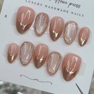 Nouvelle collection Printemps 2026 – Lot de 10 <span class=keywords><strong>faux</strong></span> <span class=keywords><strong>ongles</strong></span> français en ABS réutilisables, forme amande, à presser, personnalisables, en acrylique pour les doigts - Product Image 4