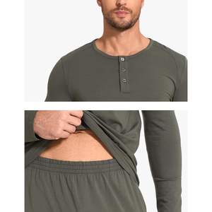 Pyjama de luxe confortable pour homme, ensemble de pyjama en viscose de bambou pour homme, manches longues, 2 pièces, vêtements de nuit avec poches, vêtements de détente - Product Image 4