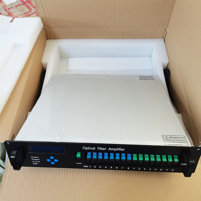 Promotion 1U Chassis High Power Optical Amplifier 4 Port 22dbm 23dbm WDM Fiber Optic Signal 3~10dbm Input 1550nm Optical