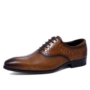 Chaussures en cuir de vachette élégantes, respirantes et imperméables pour hommes, pour les fêtes, les occasions décontractées, résistantes aux chocs, chaussures habillées et Oxford - Product Image 2