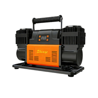 Compresseur d'air métallique robuste à double cylindre pour pneus de voiture, manomètre numérique 150 PSI, moniteur de pression des pneus portable 12V/24V, boîte