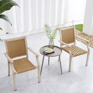 Nordic Milk tea shop <span class=keywords><strong>Cafe</strong></span> balcón al aire libre B & B mesas y sillas de ratán de aleación de aluminio - Product Image 5
