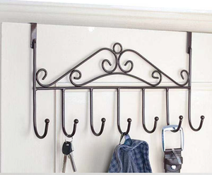 Appendiabiti e Portacappelli Multifunzionale in Metallo con 7 Ganci da Appendere Sopra la Porta Senza Foratura - Product Image 2