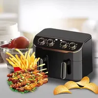 Friteuse à air double panier 8L, friteuse électrique à deux zones avec fenêtre visible, commande manuelle, pour la cuisine familiale