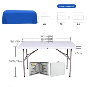Nappe personnalisée avec logo imprimé, anti-plis, résistante aux taches, ourlet double-cousu, lavable en machine, 6ft 8ft, coupe ample, en polyester - Product Image 6