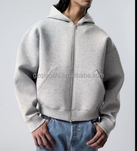 새로운 더블 레이어드 코튼 400 500 Gsm 빈 박시 후디 제조 양털 헤비급 지퍼 후디 크롭 사용자 정의 집업 후디 - Product Image 1
