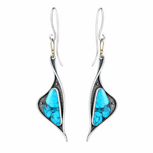Orecchini Pendenti Creativi a Forma di Cigno in Turchese, Bicolore, Stile Vintage per Donne - Product Image 1