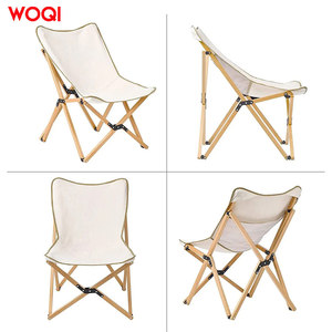 Silla Plegable para Exteriores Woqi, Silla de Jardín de Madera Maciza con Tela Oxford, Silla de Camping Portátil con Bolso, Color Leche - Product Image 5